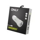 Cargador de auto 12v carga rápida Xaea Gear White - 1 usb 1 usb tipo c + cable tipo c potenciado 3.1A