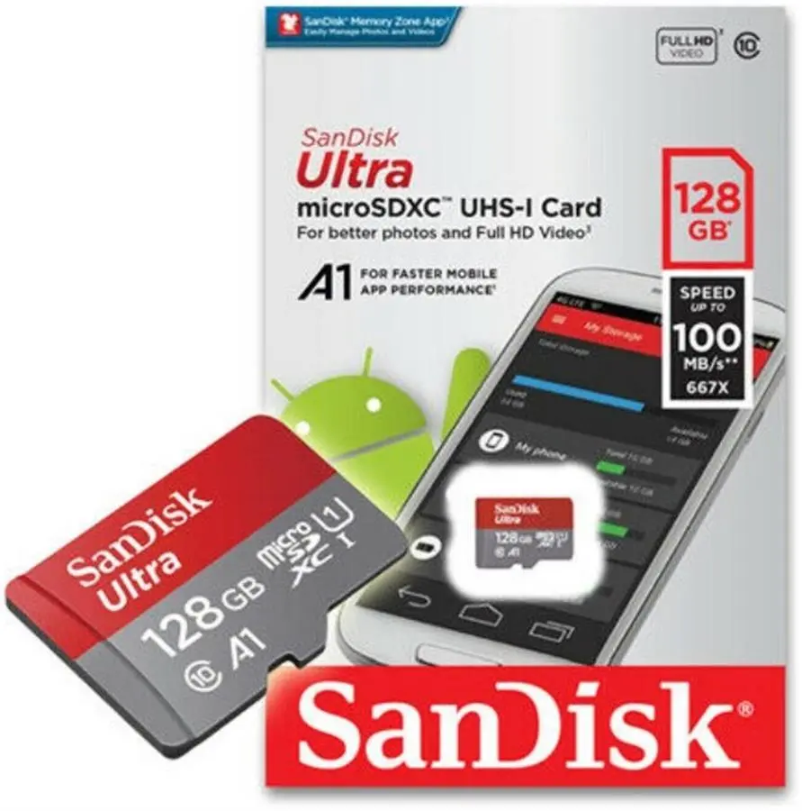 Memoria MicroSD XC SanDisk Ultra 128GB UHS-I U1 V10 100MB/s c/Adap 