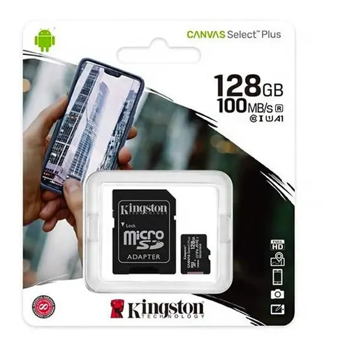 Memoria MicroSD XC Kingston 128GB C10 Canvas Select 100Mb/s