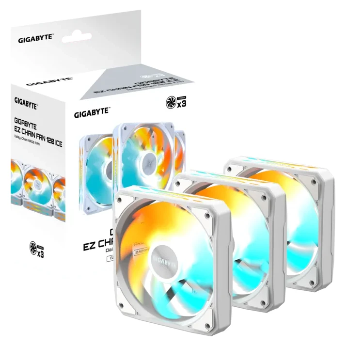 Fan Cooler Gigabyte Aorus EZ Chain Fan 120x3 ARGB Blanco