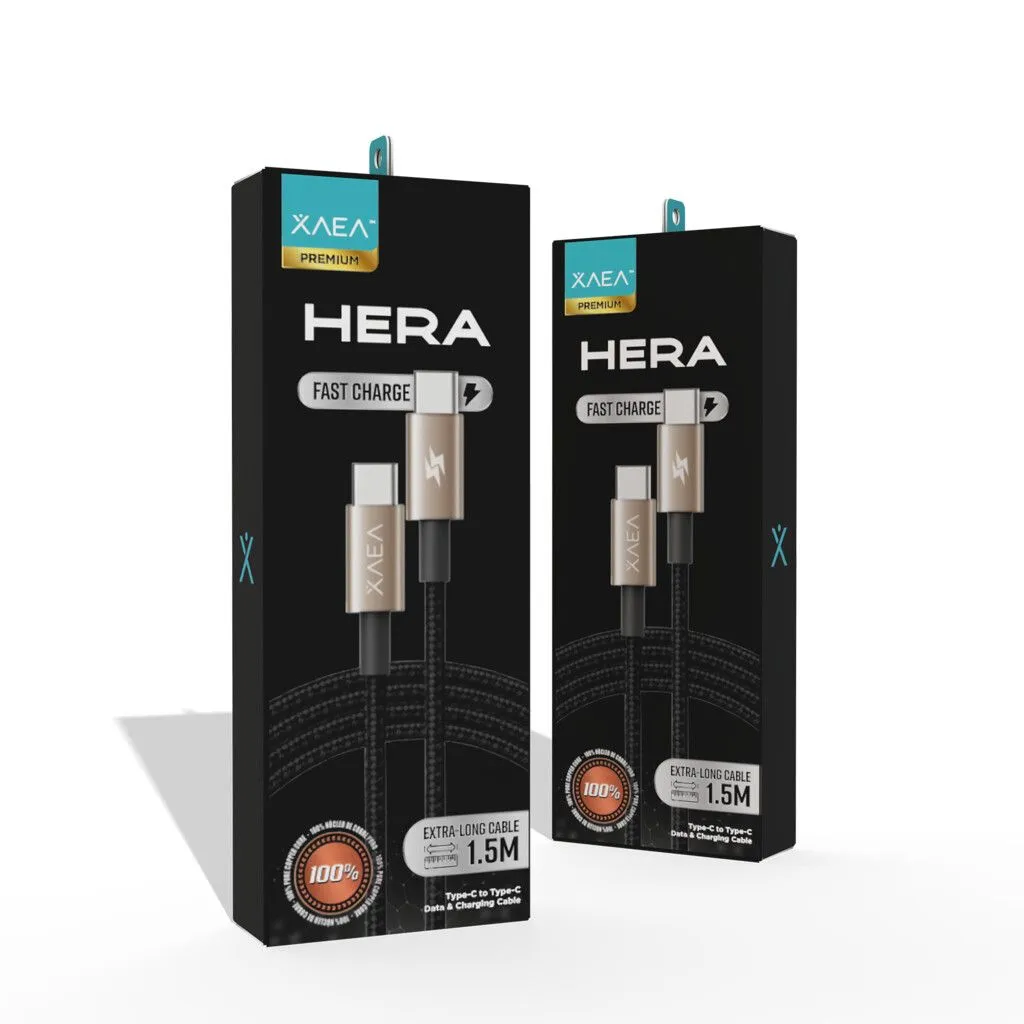 Cable usb C a usb C carga rápida Xaea Hera 1mt Carga y datos premium negro 100% cobre