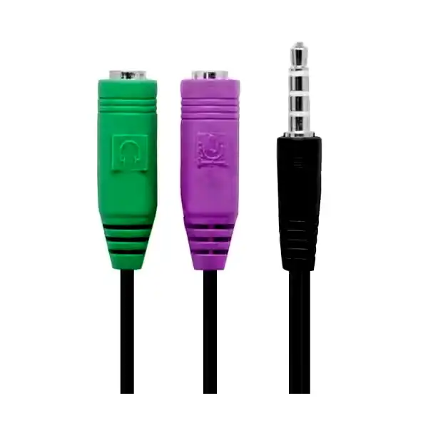 [NGA-CBAMH-PS4] Cable Adaptador Auricular 2 entradas 3.5mm a 1 salida de 4 conectores PS4/Notebook Noga 