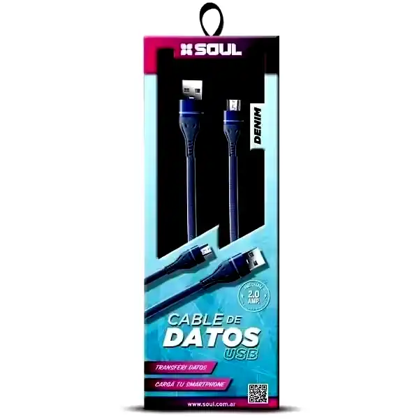 [USB-DETYPECAZ] Cable usb tipo C a usb 2.0 Soul Denim Azul 2A 1mt Carga y datos premium 