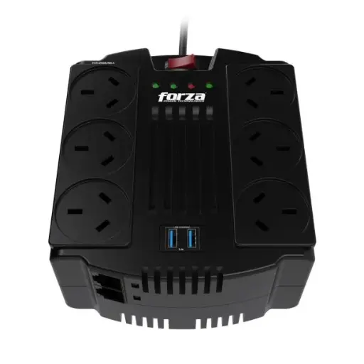 [FVR-1202USB-A] Estabilizador Forza 1200VA/600W 6 tomas c/usb Regulador autom 