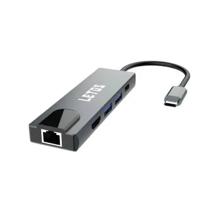 [LE-HB005] Hub docking multipuerto USB C 3.1 Letos USB 2.0 + USB 3.0 + USB-C PD + HDMI + RJ45 
