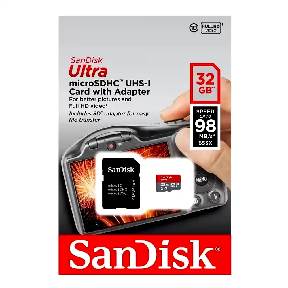 [SDSQUNR-032G-GN3MA] Memoria MicroSD HC Sandisk 32GB Ultra C10 UHS-I 100MB/S 