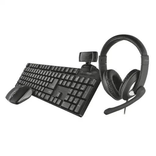 [24042] Teclado, mouse inalámbricos, auricular y cámara web Trust Qoby gamer