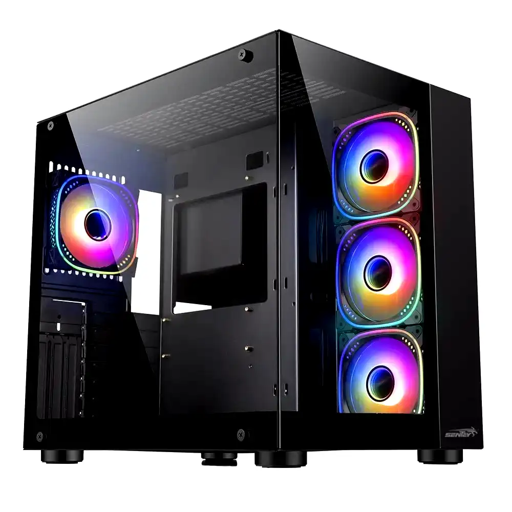 Gabinete Sentey A30 GS-8100 black + vidrio templ lat/front + 4 coolers ARGB + controladora