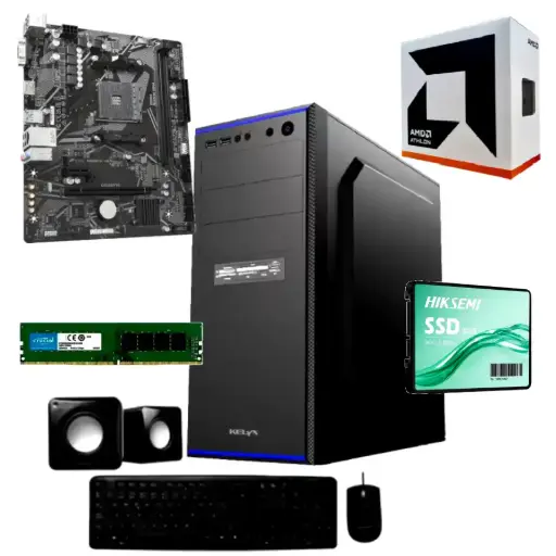 [CPU-AMD01] CPU AMD Athlon 3000G SSD 240GB RAM 8GB Gabinete c/fuente 500W c/kit periféricos