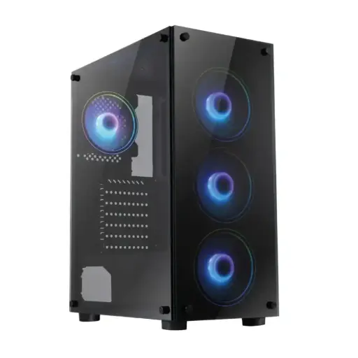 [OBSIDIAN] Gabinete M-Logix Obsidian gamer negro 3 cooler ARGB c/vidrio temp
