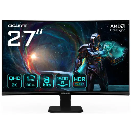 [GS27QCA] Monitor Gigabyte 27" QHD 180Hz VA 1500R Curvo FreeSync G-Sync