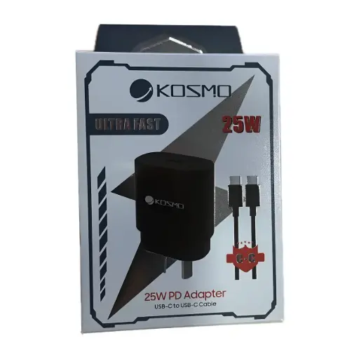 [3013] Cargador Kosmo Ultra Fast 25W PD negro USB tipo C 25W (3013)