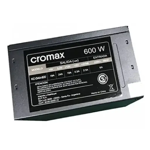 [KC-DAA-600] Fuente Pc Cromax 600W Estándar Cables 32cm 19A