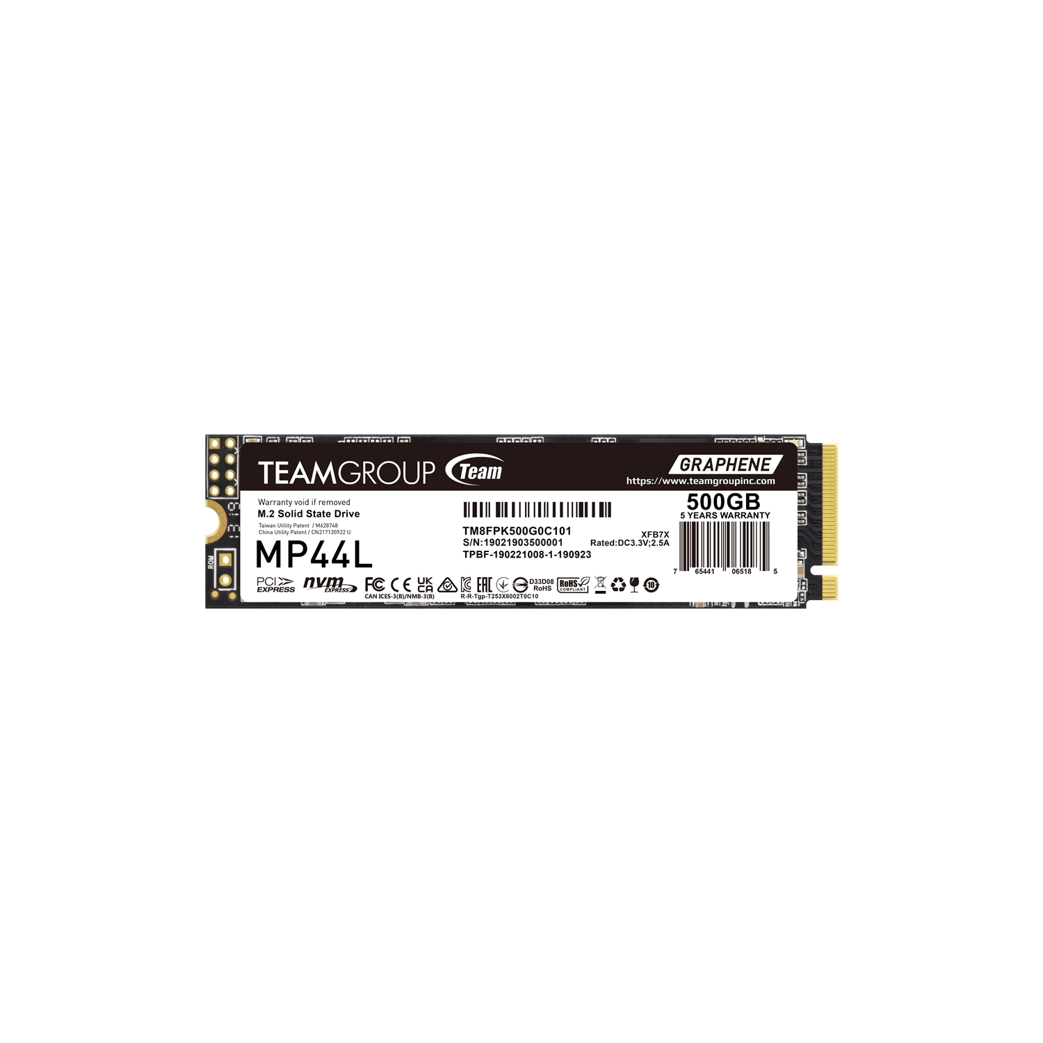 [TM8FPK500G0C101] Disco Interno SSD TEAM GROUP MP44L 500GB M.2 NVMe PCIe 4.0 5000MB/s