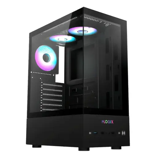 [VIEW MAX 180] Gabinete Mlogix View Max 180 WC negro 3 coolers RGB rainbow vidrio templado