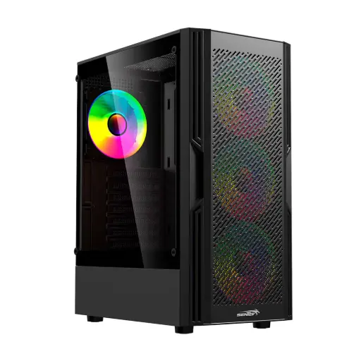 [HUNTER-BLKA] Gabinete Sentey Hunter black 4 coolers ARGB mesh vidrio temp