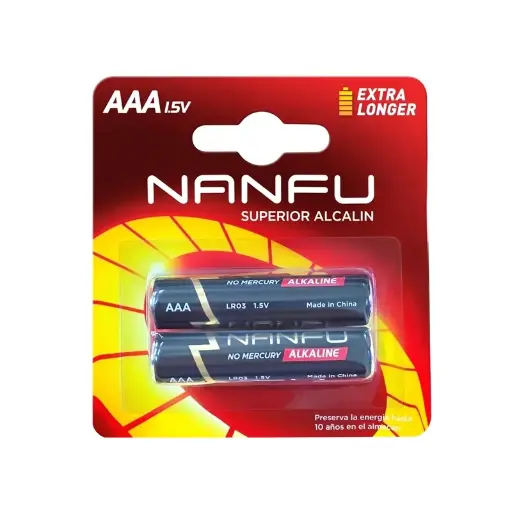 [191763001875] Pila alcalina AAA Nanfu 1.5 Volt pack x2 unidades