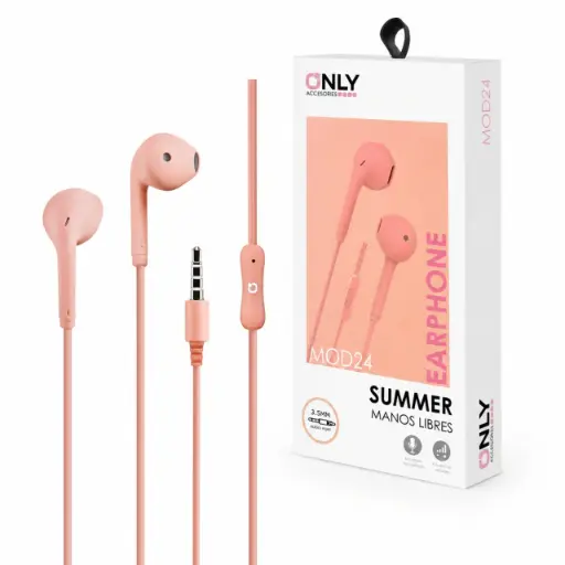 [1109010240450] Auricular manos libres Only Summer V1 conector plug 3.5mm rosa mod 24