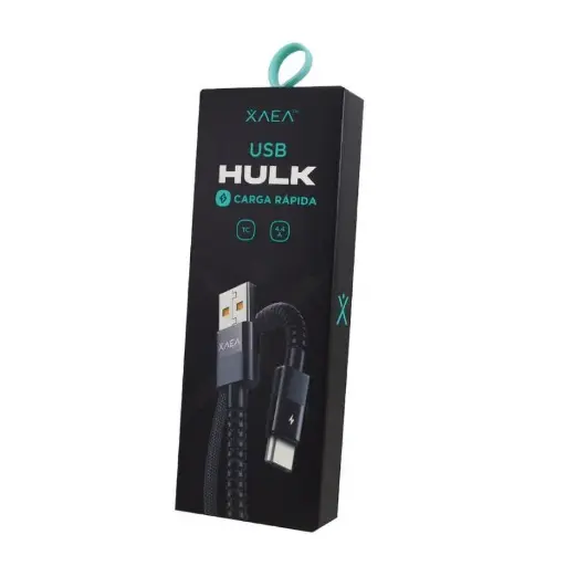 [MODX-089] Cable usb C a usb 3.0 Carga rápida Xaea Hulk 1mt Carga y datos premium negro