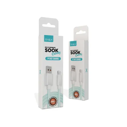 [MODK-092] Cable usb a lightning Carga rápida Xaea Sook candy 1mt Carga y datos blanco y verde