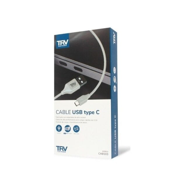 Cable USB tipo C a usb 2.0 TRV 1mt Blanco Carga r�pida