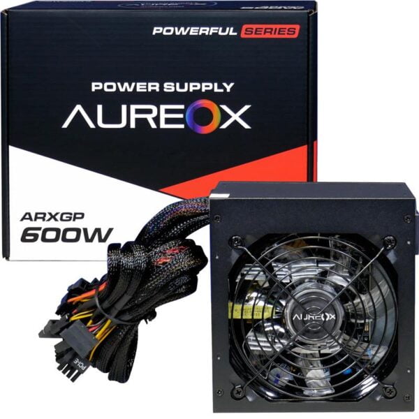 Fuente PC Aureox 600W Cooler Led Rojo Cables largos