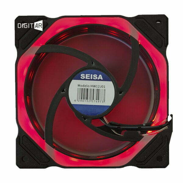 Cooler gabinete Seisa 120x120mm led ring rojo aspas negras antivibraci�n 12 led